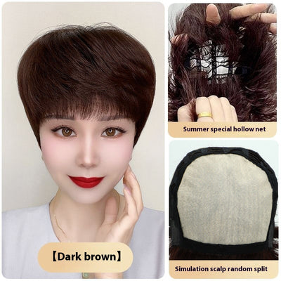 Short Hair Texture Wig Head Cover Human Hair