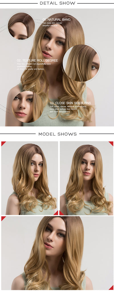 Yin Yang Long Curly Hair Air Bangs Hair Full Head Cover