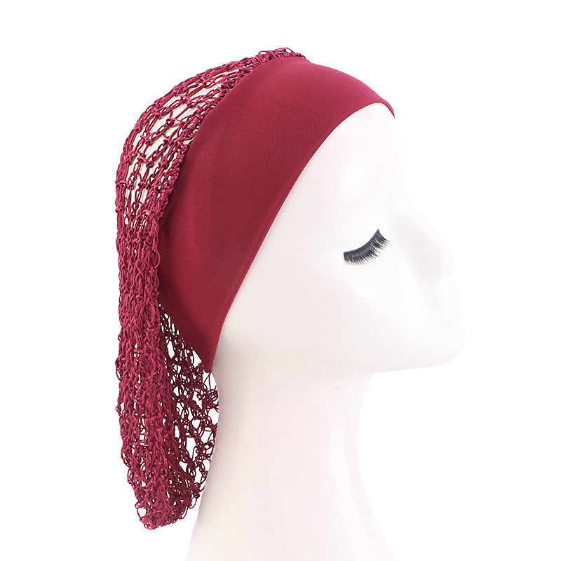 Elastic Wide-brimmed Hair Net Head Cover Hand Crocheted Hair Net