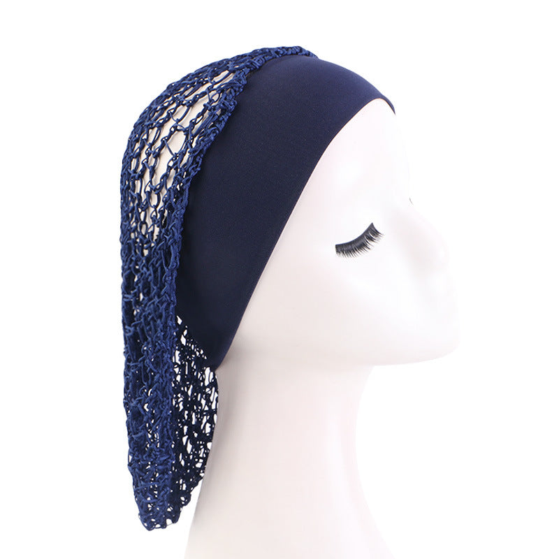 Elastic Wide-brimmed Hair Net Head Cover Hand Crocheted Hair Net