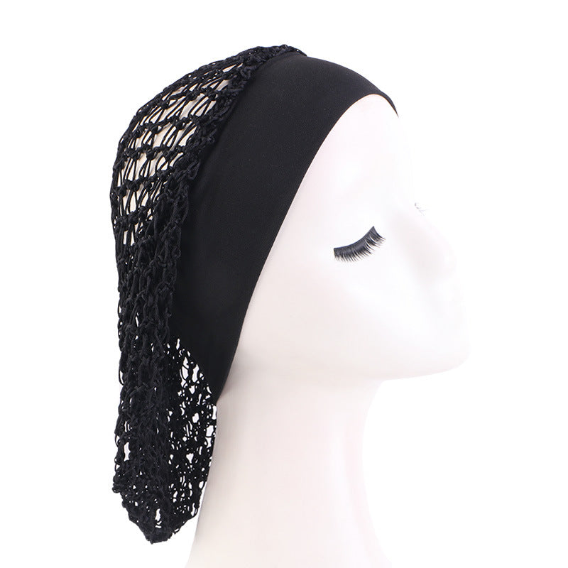 Elastic Wide-brimmed Hair Net Head Cover Hand Crocheted Hair Net