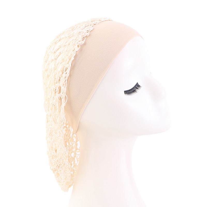 Elastic Wide-brimmed Hair Net Head Cover Hand Crocheted Hair Net