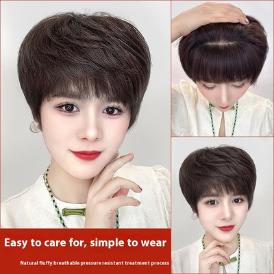 Short Hair Texture Wig Head Cover Human Hair