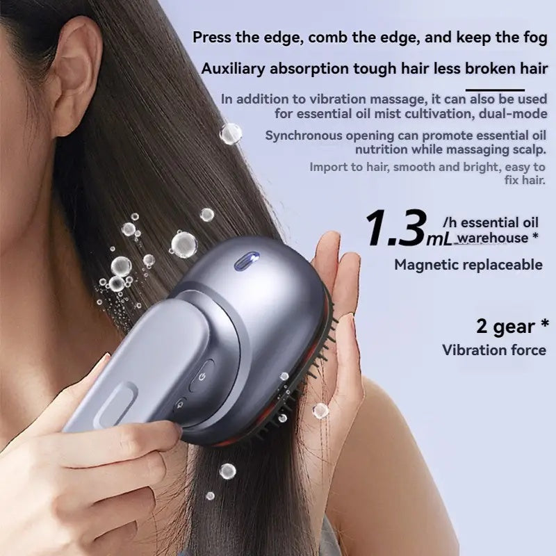 Electric Massage Brush - 1 Pc, 3 X 1.2ml Hair Oil Bottles, Multi-function Scalp Massage Comb, Can Hold Hair Oils
