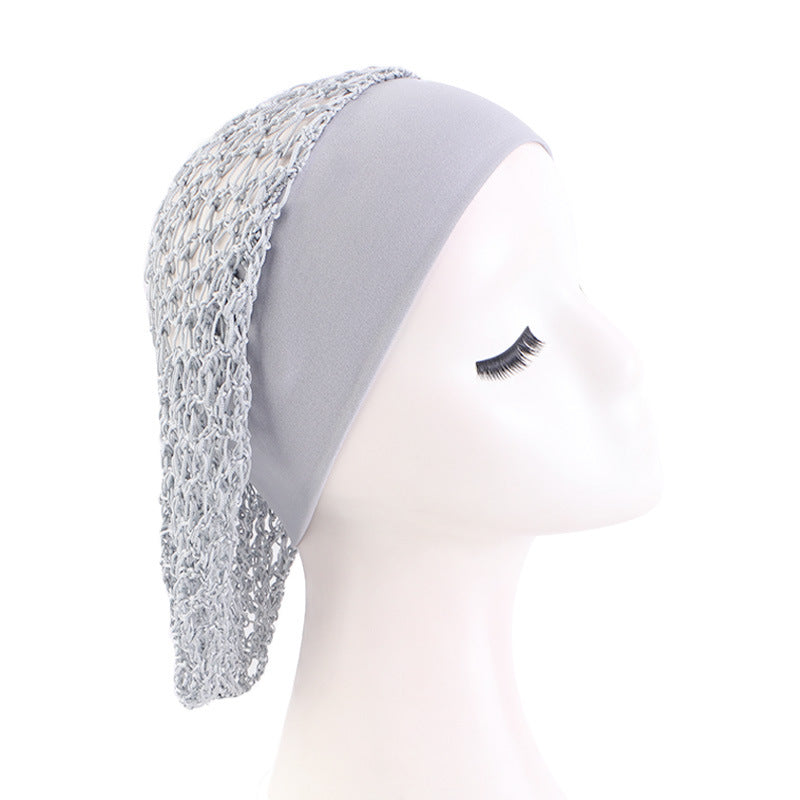 Elastic Wide-brimmed Hair Net Head Cover Hand Crocheted Hair Net