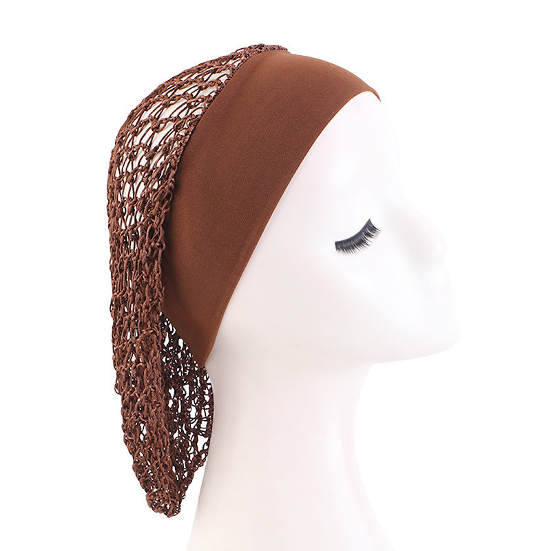 Elastic Wide-brimmed Hair Net Head Cover Hand Crocheted Hair Net