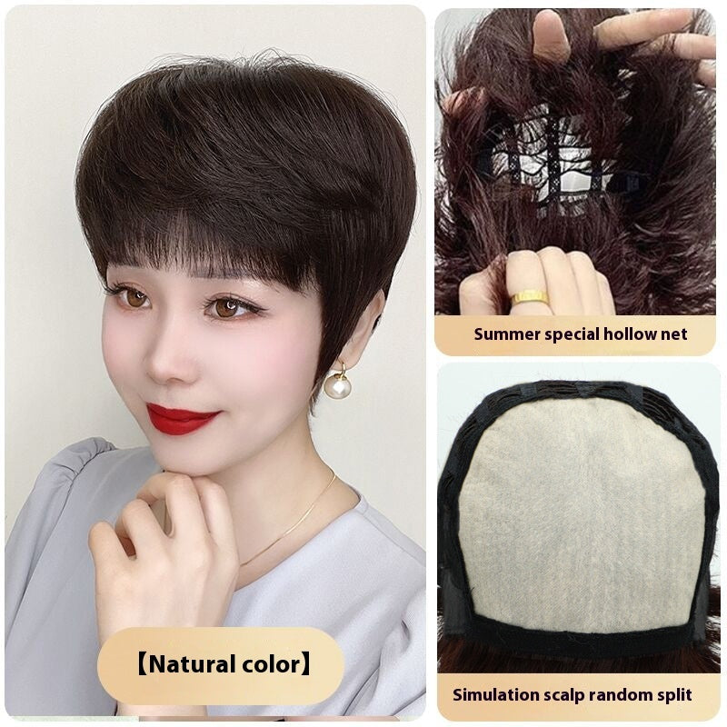 Short Hair Texture Wig Head Cover Human Hair