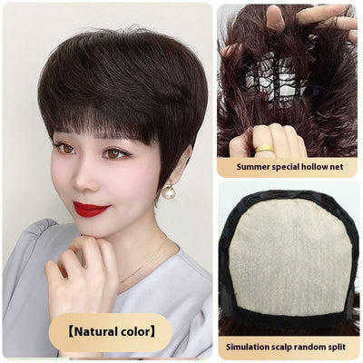 Short Hair Texture Wig Head Cover Human Hair